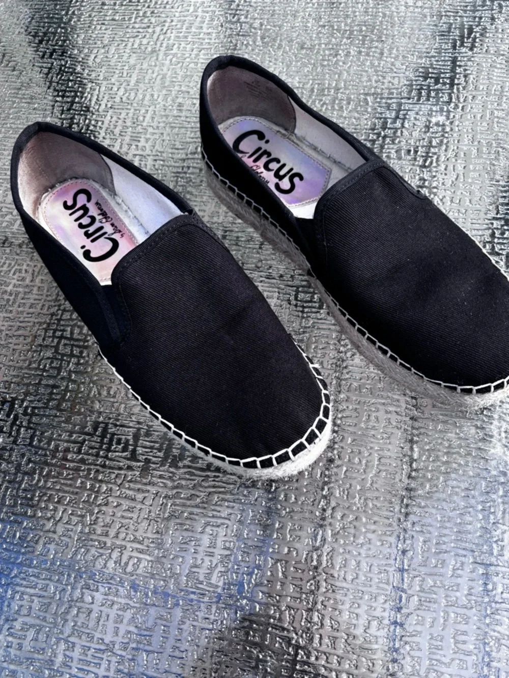 Women’s circus by Sam Edelman black espadrilles slip on platform shoes 8.5 - Picture 3 of 7